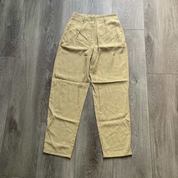 astr the label calla khaki tan cropped high waist trouser pants size small new - Picture 7 of 9